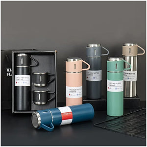 SET DE 4 PIEZAS TERMO DE ACERO INOXIDABLE CON TAZAS